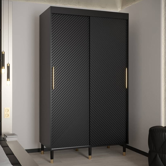 Read more about Metz i wooden wardrobe with 2 sliding doors 120cm in black