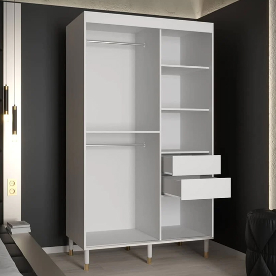 Metz I Wooden Wardrobe With 2 Sliding Doors 120cm In White