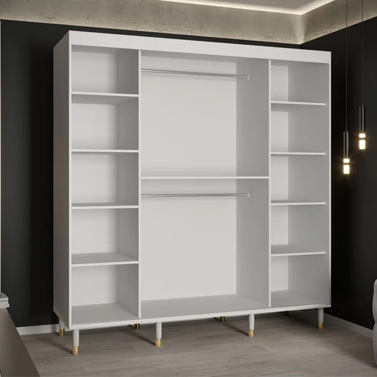 Metz I Wooden Wardrobe With 2 Sliding Doors 200cm In White