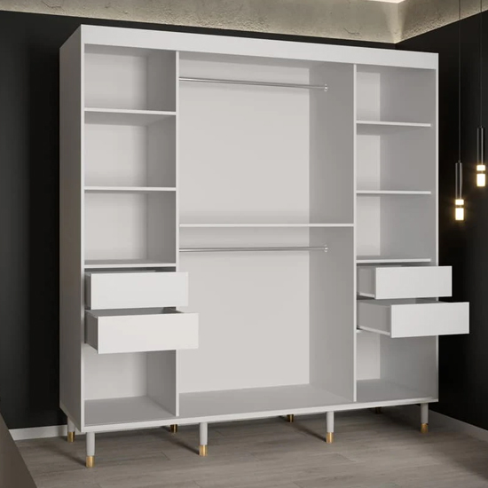 Metz I Wooden Wardrobe With 2 Sliding Doors 200cm In White