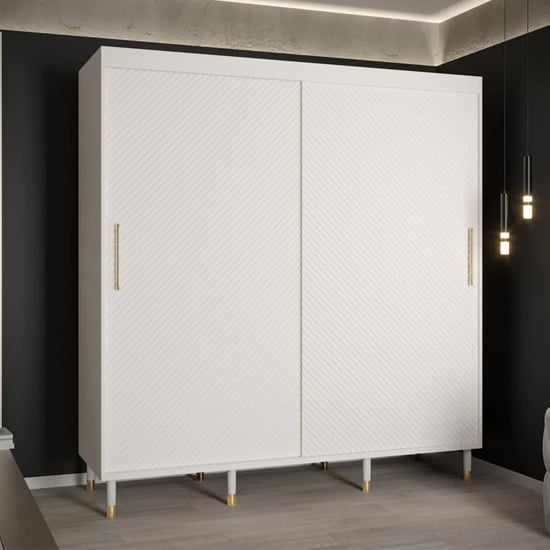 Product photograph of Metz I Wooden Wardrobe With 2 Sliding Doors 200cm In White from Furniture in Fashion