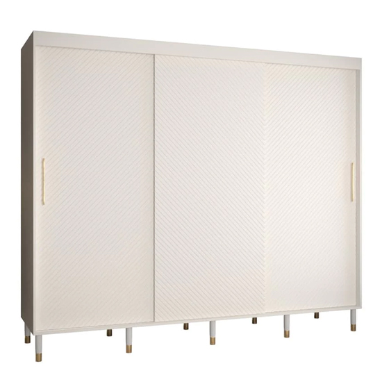 Metz I Wooden Wardrobe With 3 Sliding Doors 250cm In White