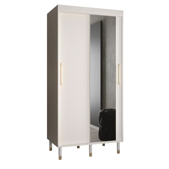 Metz II Mirrored Wardrobe With 2 Sliding Doors 100cm In White