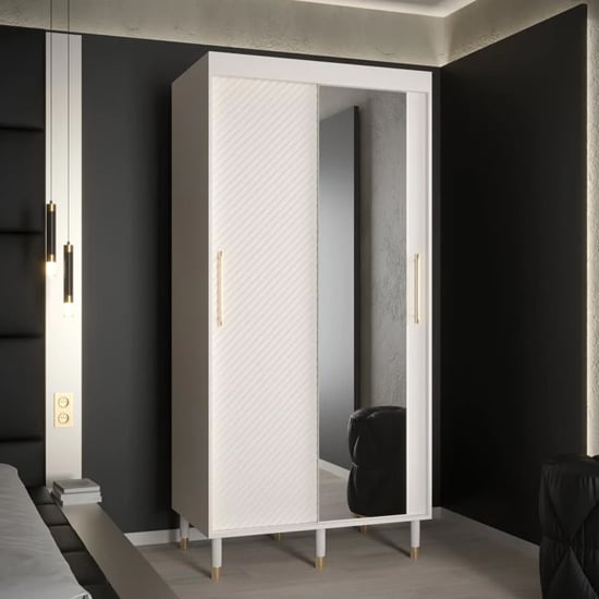 Read more about Metz ii mirrored wardrobe with 2 sliding doors 100cm in white