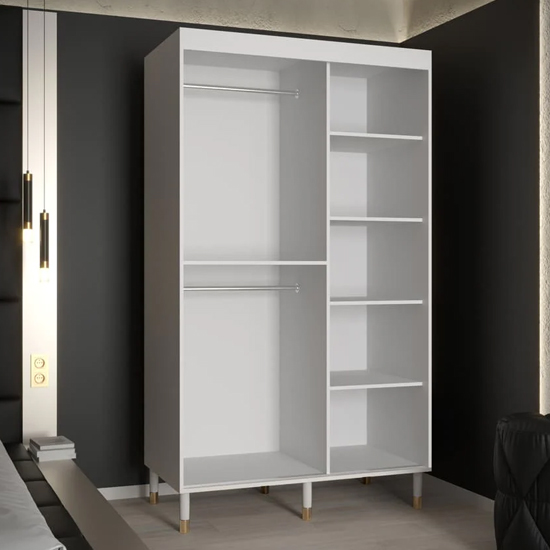 Metz II Mirrored Wardrobe With 2 Sliding Doors 120cm In White