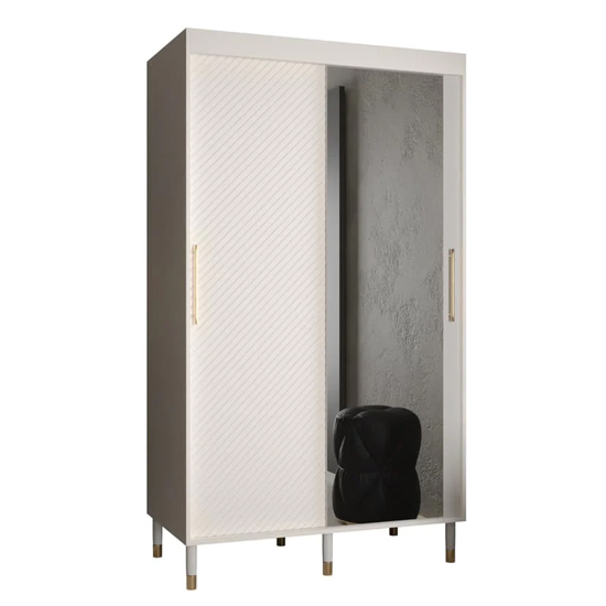 Metz II Mirrored Wardrobe With 2 Sliding Doors 120cm In White