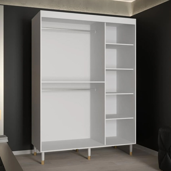 Metz II Mirrored Wardrobe With 2 Sliding Doors 150cm In White
