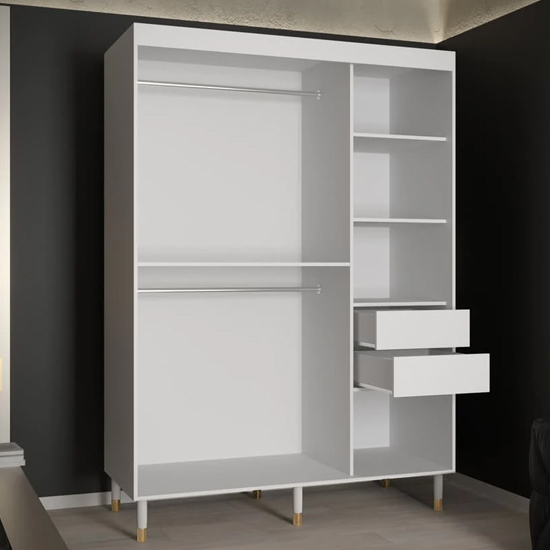 Metz II Mirrored Wardrobe With 2 Sliding Doors 150cm In White