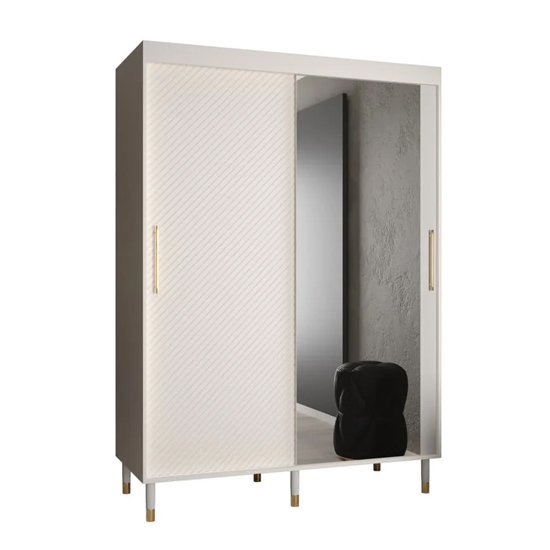 Metz II Mirrored Wardrobe With 2 Sliding Doors 150cm In White