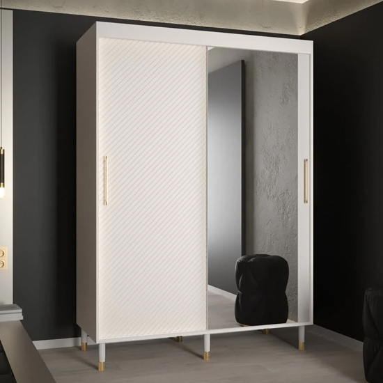 Read more about Metz ii mirrored wardrobe with 2 sliding doors 150cm in white