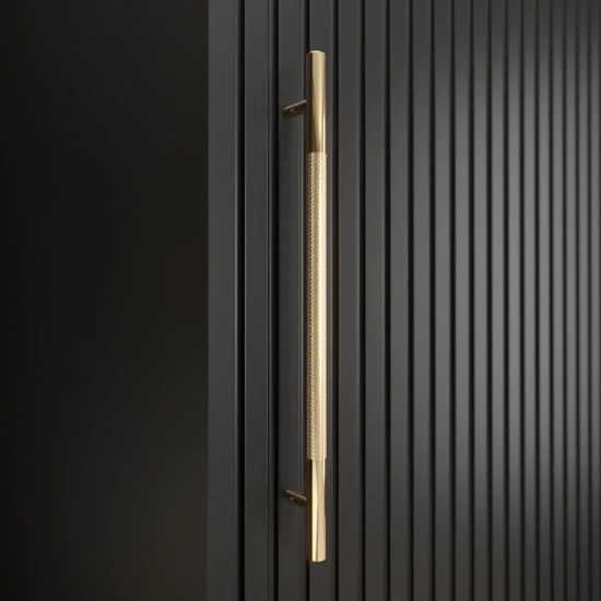 Metz II Mirrored Wardrobe With 2 Sliding Doors 180cm In Black