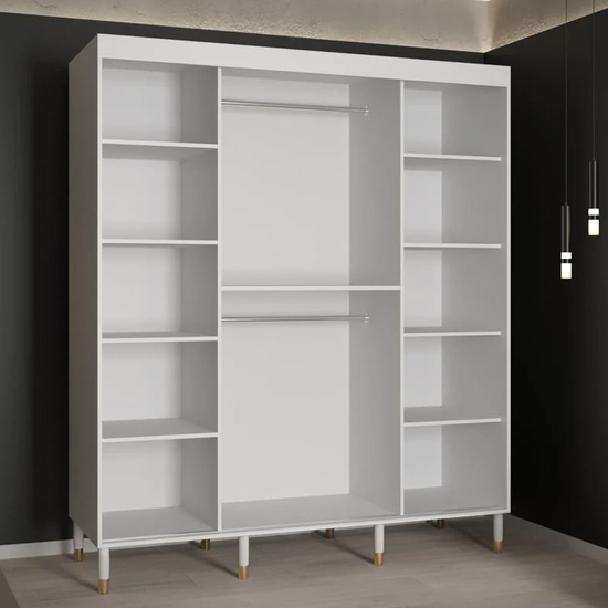 Metz II Mirrored Wardrobe With 2 Sliding Doors 180cm In White
