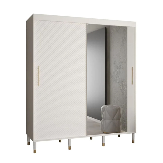Metz II Mirrored Wardrobe With 2 Sliding Doors 180cm In White