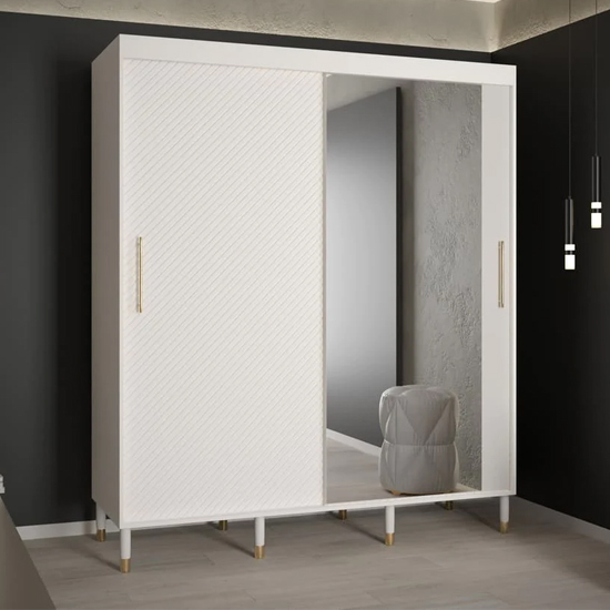 Product photograph of Metz Ii Mirrored Wardrobe With 2 Sliding Doors 180cm In White from Furniture in Fashion