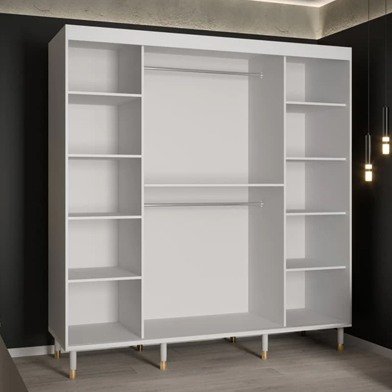 Metz II Mirrored Wardrobe With 2 Sliding Doors 200cm In White
