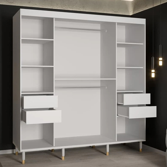 Metz II Mirrored Wardrobe With 2 Sliding Doors 200cm In White