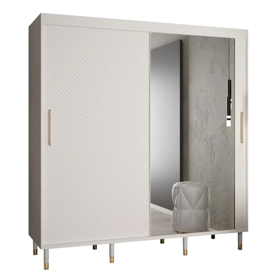 Metz II Mirrored Wardrobe With 2 Sliding Doors 200cm In White