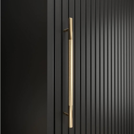 Metz II Mirrored Wardrobe With 3 Sliding Doors 250cm In Black
