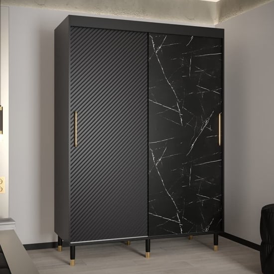 Read more about Metz wooden wardrobe with 2 sliding doors 150cm in black
