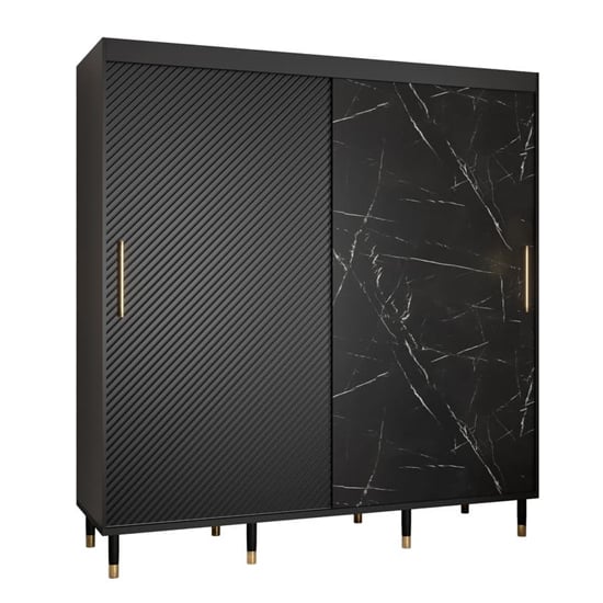 Product photograph of Metz Wooden Wardrobe With 2 Sliding Doors 200cm In Black from Furniture in Fashion