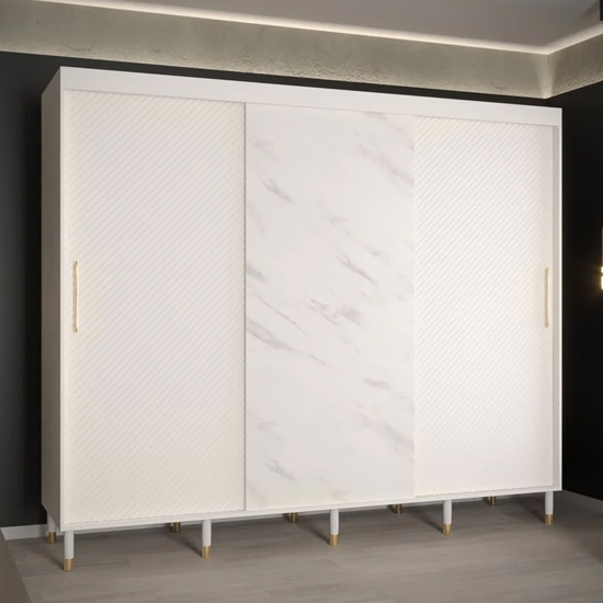 Read more about Metz wooden wardrobe with 3 sliding doors 250cm in white