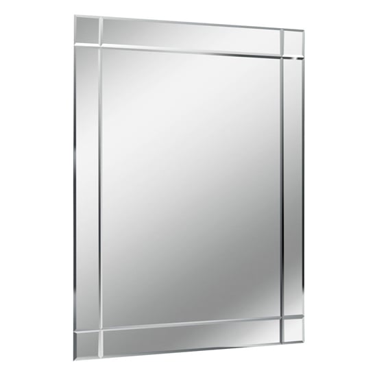 Mevotek Rectangular Etched Border Wall Bedroom Mirror In Silver