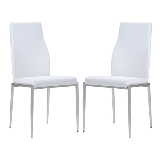 Mexa White Faux Leather High Back Dining Chairs In Pair Sale