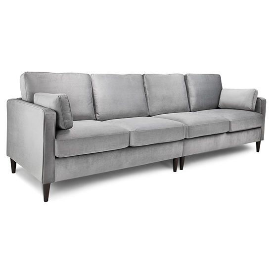 Product photograph of Mexborough Plush Velvet 4 Seater Sofa In Grey from Furniture in Fashion