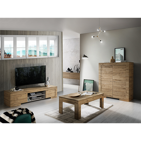 Mexicali Wooden TV Stand With 2 Doors In Oak_3
