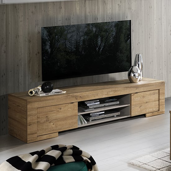 Mexicali Wooden TV Stand With 2 Doors In Oak_1