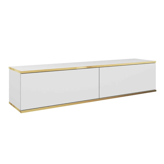 Mexico Floating Wooden TV Stand With 2 Doors In White
