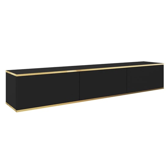 Mexico Floating Wooden TV Stand With 3 Doors In Black