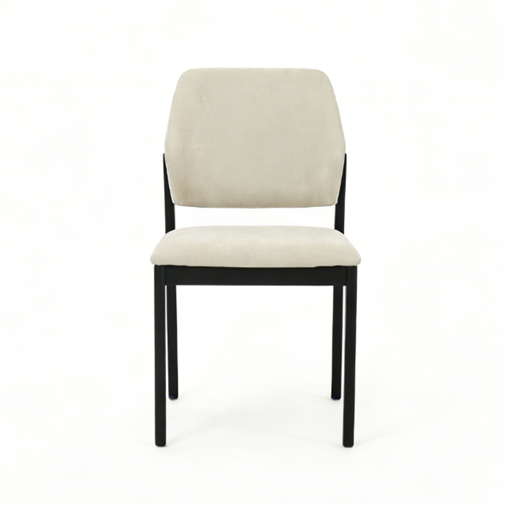 Mezira Cream Fabric Dining Chairs with Black Frame in Pair