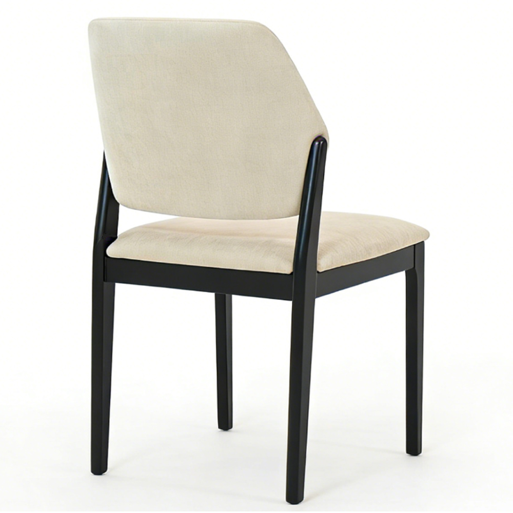 Mezira Cream Fabric Dining Chairs with Black Frame in Pair