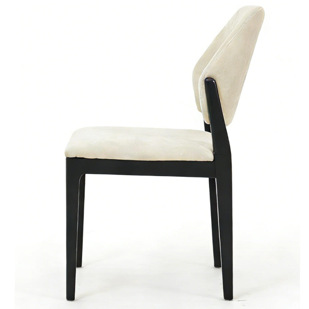 Mezira Cream Fabric Dining Chairs with Black Frame in Pair