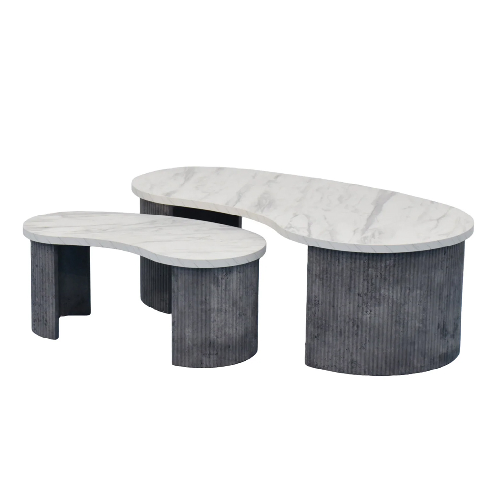 Mezira Wooden Nesting Coffee Table in White and Grey