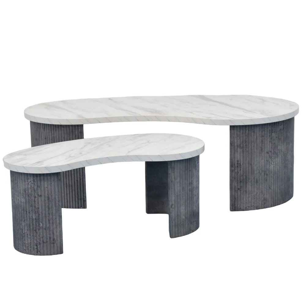 Mezira Wooden Nesting Coffee Table in White and Grey