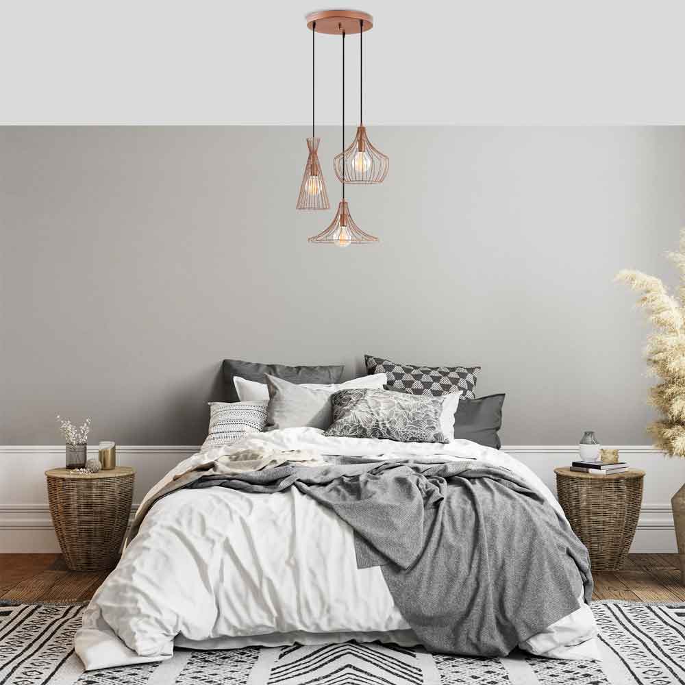 Mezop 3 Light Metal Cluster Ceiling Pendant Light in Copper
