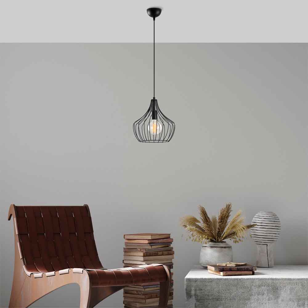 Mezop Metal Ceiling Pendant Light in Black