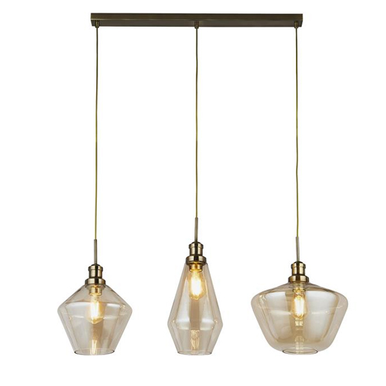 Read more about Mia 3 lights champagne glass bar pendant light in brass