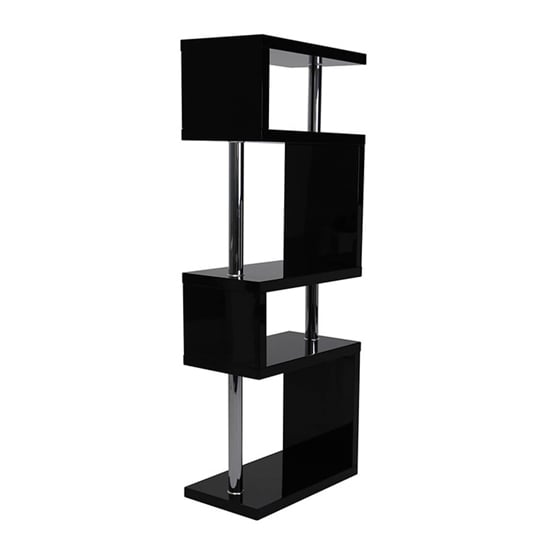 Miami High Gloss Slim Shelving Unit In Black Furniture in Fashion