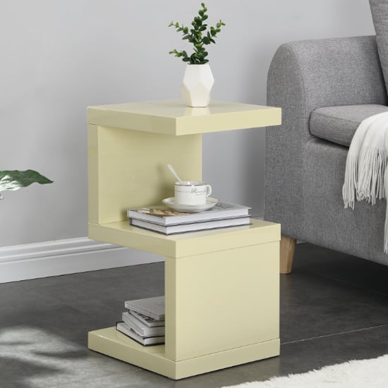 Read more about Miami high gloss s shape design side table in cream