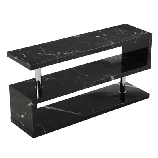 Miami High Gloss S Shape TV Stand In Milano Marble Effect_5