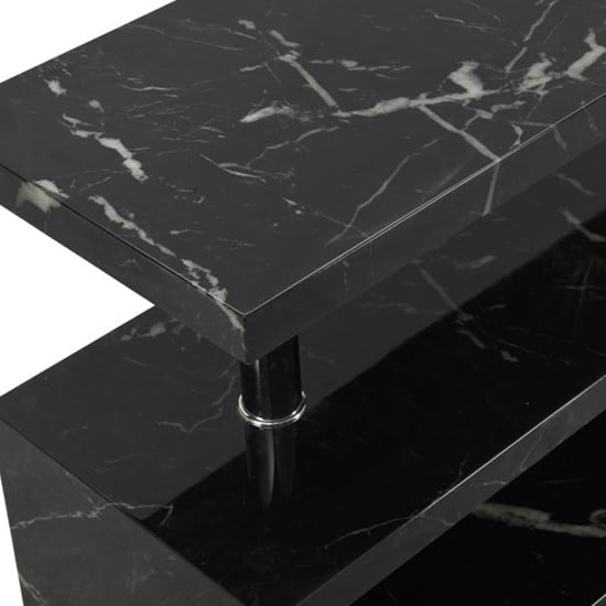 Miami High Gloss S Shape TV Stand In Milano Marble Effect_7