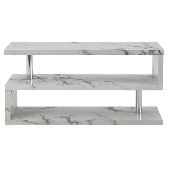 Miami High Gloss S Shape TV Stand In Diva Marble Effect_3