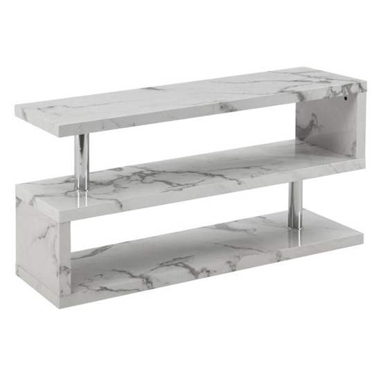 Miami High Gloss S Shape TV Stand In Diva Marble Effect_4