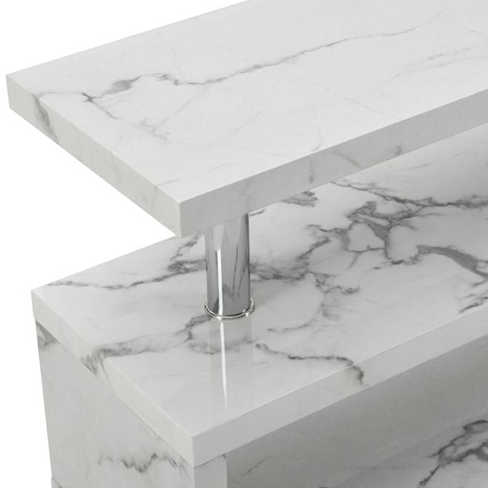 Miami High Gloss S Shape TV Stand In Diva Marble Effect_6