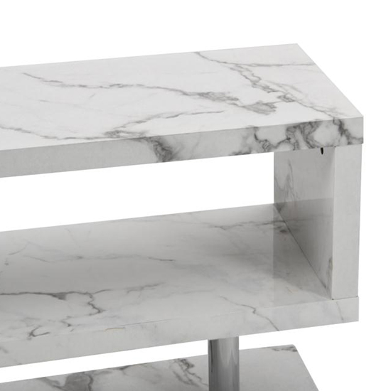 Miami High Gloss S Shape TV Stand In Diva Marble Effect_7