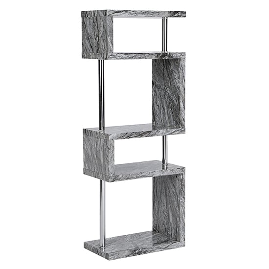 Miami High Gloss Grey Shelving Unit In Melange Marble Effect_3