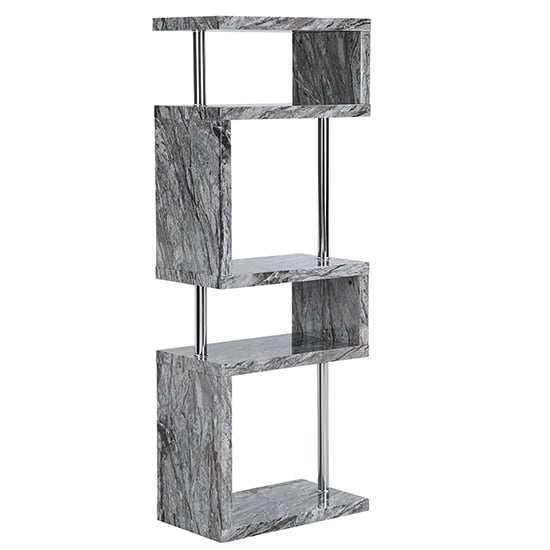 Miami High Gloss Grey Shelving Unit In Melange Marble Effect_5